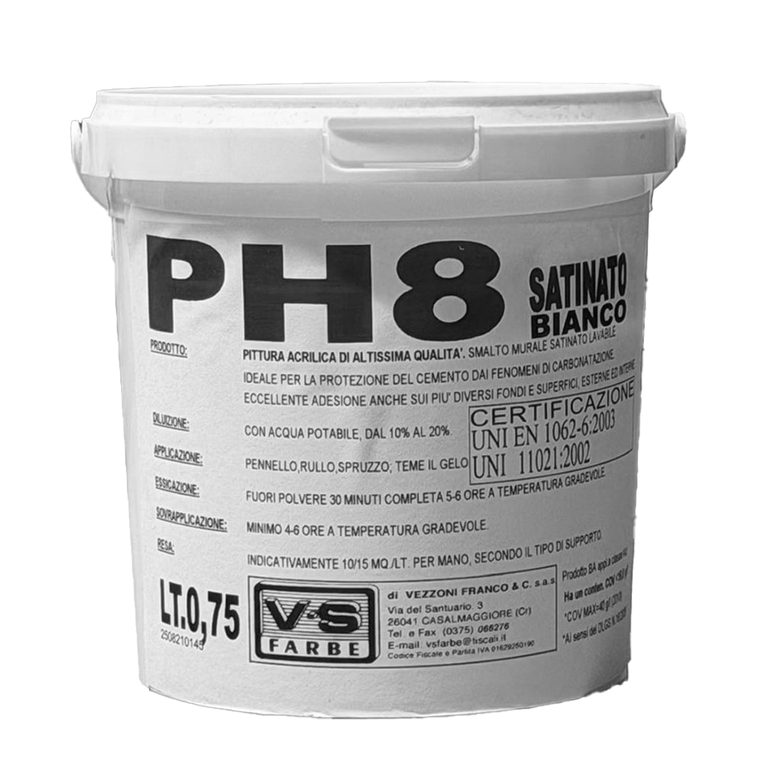PH8 SMALTO ANTICARBONATAZIONE ACRILICO BIANCO PER CEMENTO